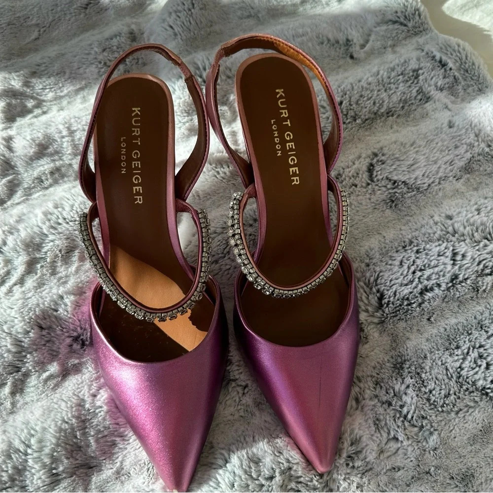 Kurt Geiger Purple Shoes Diamond Strap - Picture 2 of 5
